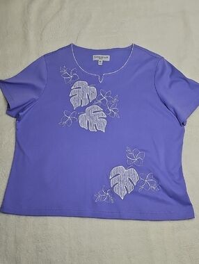 Southern Lady Purple Floral Embroidered Top Size PXL